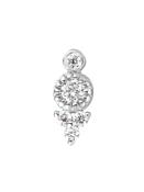 Millgrain Bezel w Gem Accents Threaded Stud Earring, 14k White Gold image