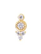 Millgrain Bezel w Gem Accents Threaded Stud Earring, 14k Yellow Gold image