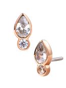 Bezel Pear w Gem Accent Push-In Stud Earring, 14k Rose Gold image