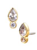 Bezel Pear w Gem Accent Push-In Stud Earring, 14k Yellow Gold image