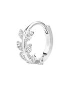 Pave Flower Vine Clicker Earring, 14k White Gold image