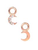 Mini Pave Crescent Moon Charm for Clicker Hoop, 14k Rose Gold image