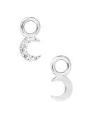 Mini Pave Crescent Moon Charm for Clicker Hoop, 14k White Gold image
