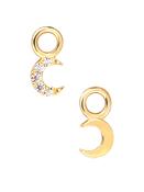 Mini Pave Crescent Moon Charm for Clicker Hoop, 14k Yellow Gold image