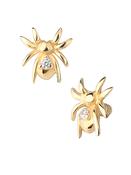 Gem Spider Threaded Stud Earring, 14k Yellow Gold image