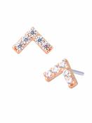 Pave Chevron Push-In Stud Earring, 14k Rose Gold image