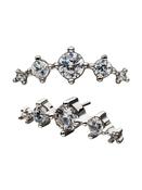 5-Gem Cluster Prium Threaded Stud Earring, 14k White Gold image