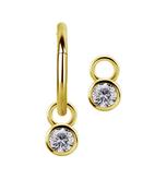 Bezel Gem Charm for Clicker Hoop, 18k Yellow Gold