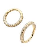 Triple Row Pave Ring Eternity Clicker Earring, 14k Yellow Gold (Ring Internal Diameter: 7mm) image