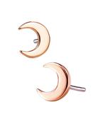 Mini Crescent Moon Push-In Stud Earring, 14k Rose Gold image