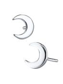 Mini Crescent Moon Push-In Stud Earring, 14k White Gold image