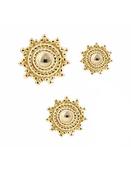 Mandala Sun Threaded / Push-In Stud Earrning, 14k Yellow Gold (Size: 6.0mm Threaded) image