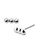 3-Bead Bar Push-In Stud Earring, 14k White Gold image