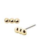 3-Bead Bar Push-In Stud Earring, 14k Yellow Gold image