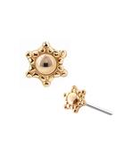 Mini Beaded Sun Push-In Stud Earring, 14k Rose Gold image