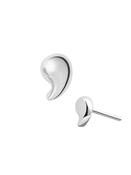 Mini Comma Shape Push-In Stud Earring, 14k White Gold image