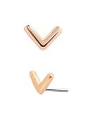 Plain Chevron Push-In Stud Earring, 14k Rose Gold image