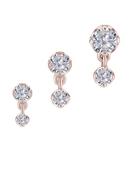 Prong Set CZ with Dangle Push-In Stud Earring, 18k Rose Gold (Size: 2.0mm) image