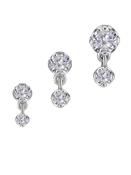 Prong Set CZ with Dangle Push-In Stud Earring, 18k White Gold (Size: 2.0mm) image
