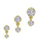 Prong Set CZ with Dangle Push-In Stud Earring, 18k Yellow Gold (Size: 2.0mm) image