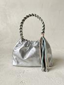 Plissa Silver Leather Bag with Tassel image