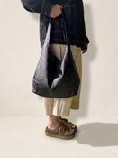 Metallic Black Leather Tote image
