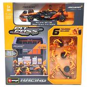 Bburago McLaren Lando Norris Mclaren MCL38 Miami GP 2024 Pit Pass Diorama Set 1:43