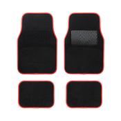 Premium 4PC Carpet Mat Set Universal Fit Red Trim
