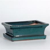 Ceramic Bonsai Pot &amp;amp; Saucer - Green (Pot &amp;amp; Saucer Only) image