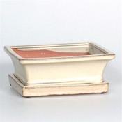 Ceramic Bonsai Pot &amp;amp; Saucer - White (Pot &amp;amp; Saucer Only) image