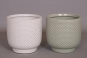 Ceramic Pot K.12cm(x06)22027 groen wit voet image