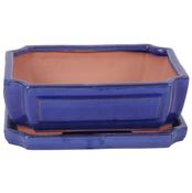 Ceramic Bonsai Pot &amp;amp; Saucer - Blue (Pot &amp;amp; Saucer Only) image