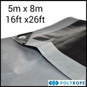 5m x 8m Extra Heavy Duty Tarpaulin (260gsm) | Silver/Black Waterproof Cover