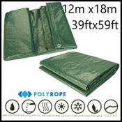 12m x 18m Medium Duty Tarpaulin (140gsm) | Green/Silver Waterproof Cover