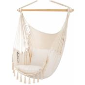 Beige Brazilian Hammock Swing Chair | Indoor &amp; Outdoor Hanging Seat