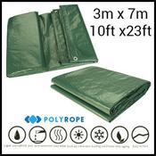 3m x 7m Medium Duty Tarpaulin (140gsm) | Green/Silver Waterproof Cover