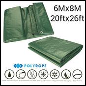 6m x 8m Medium Duty Tarpaulin (140gsm) | Green/Silver Waterproof Cover