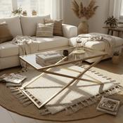 Coffee Table with Gold Frame and Tempered Glass 100x40cm
