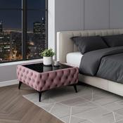 Chester Lux Pink Coffee Table 63x63x35cm Square Velvet with Glass