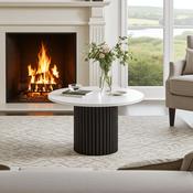 The Luna Modern Coffee Table with Fluted Base – White/Black image
