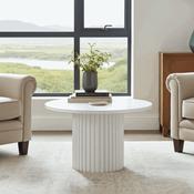 The Luna Modern White Coffee Table with Fluted Base image