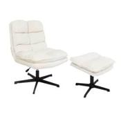 Savona Cream Ergonomic Swivel Armchair with Matching Ottoman image