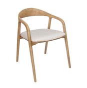Mokki Japandi Ash Wood Chair with Beige Seat &amp; Armrests image