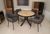 Nova Round Extendable Dining Table ø 100+50 cm – Knotty Oak Veneer Geometric Desk image