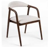 Lagos Premium Ash Wood Dining Chair – Handcrafted Armchair in Chenille Fabric image