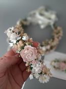 Blush Pink &amp; Ivory Rose Mix Flower Crown