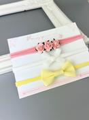 Pink Flower and Bows Headband Trio image