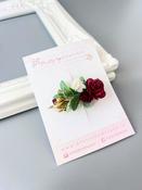 Burgundy &amp; Ivory Flower Clip