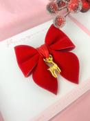 Red Velvet &amp; Gold Reindeer Bow