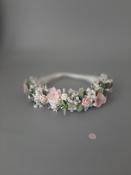 White, Pink &amp; Babys Breath Flower Headband image
